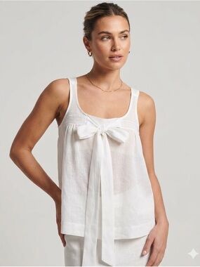 ONLY sheer fairy style top  Sleeveless Bow Front Linen Tank